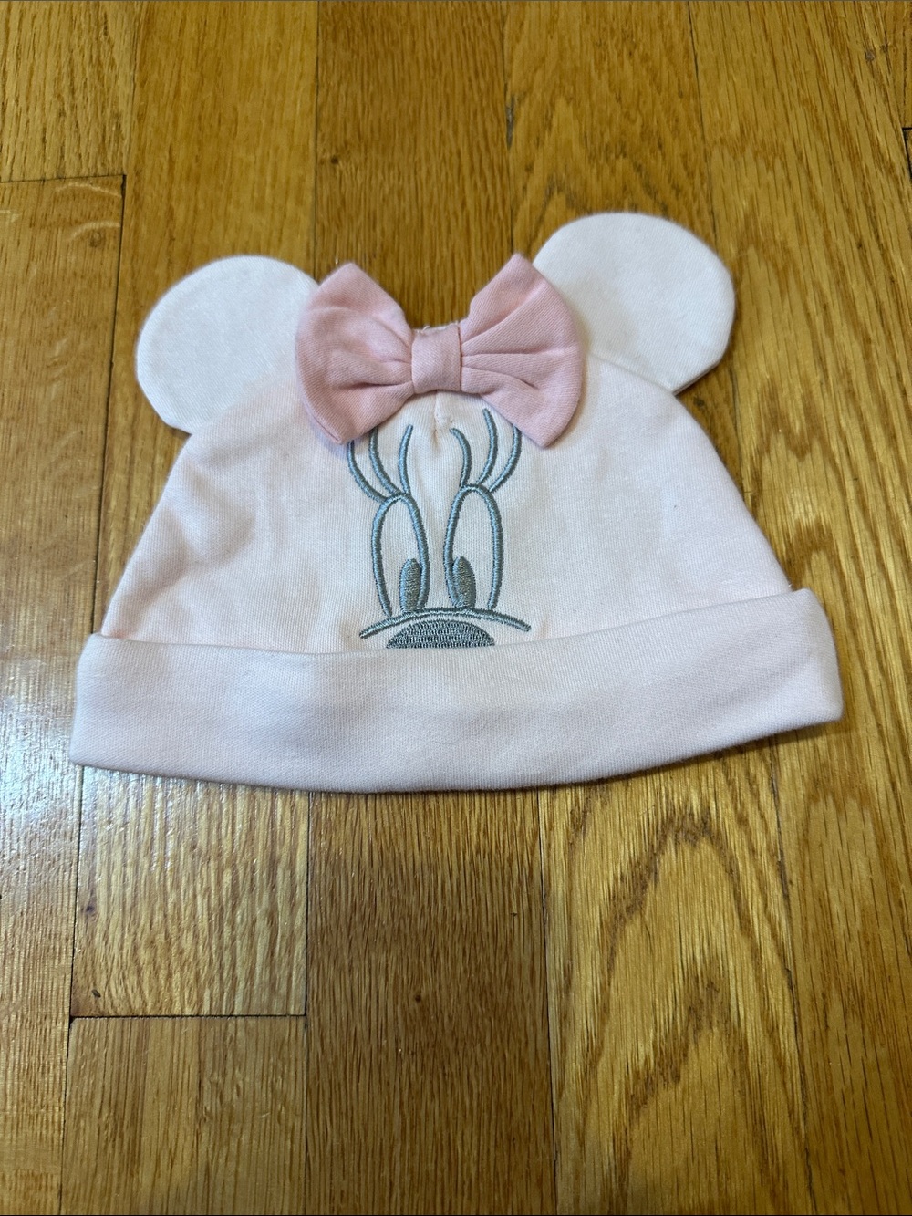 Disney Light Pink Minnie Ear Beanie with Bow, 0-6 months